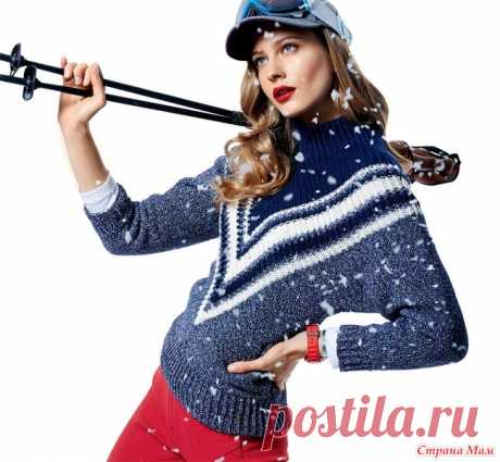 Свитер с треугольной вставкой. Кажется, что поверх меланжевого джемпера надета пелерина, а между тем, это цельный свитер. РАЗМЕРЫ 34/36 (38/40) 42/44 ВАМ ПОТРЕБУЕТСЯ