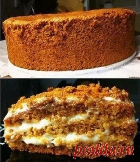 Торт "Медовый" 
Ингредиенты: 
Для теста. 
- 3 яйца (комнатной t) 
- 1/2 cтакана сахара 
- 4 ст. ложки меда (если мед густой, то- без горки!) 
- 1 ч. ложка соды 
- 1 стакан муки (мне понадобилось 150 г.) 
Для заварного крема. 
- 1 яйцо 
- 100 г. сахара 
- 1 ст. ложка муки 
- 250 мл. молока 
- 100 г. сл. масла 
Приготовление: 
Сахар взбить с яйцами до образования пышной, белой массы. 
Мед переложить в кастрюльку с толстым дном и подогреть до 50 градусов. 
Всыпать соду (масса будет пениться) и по