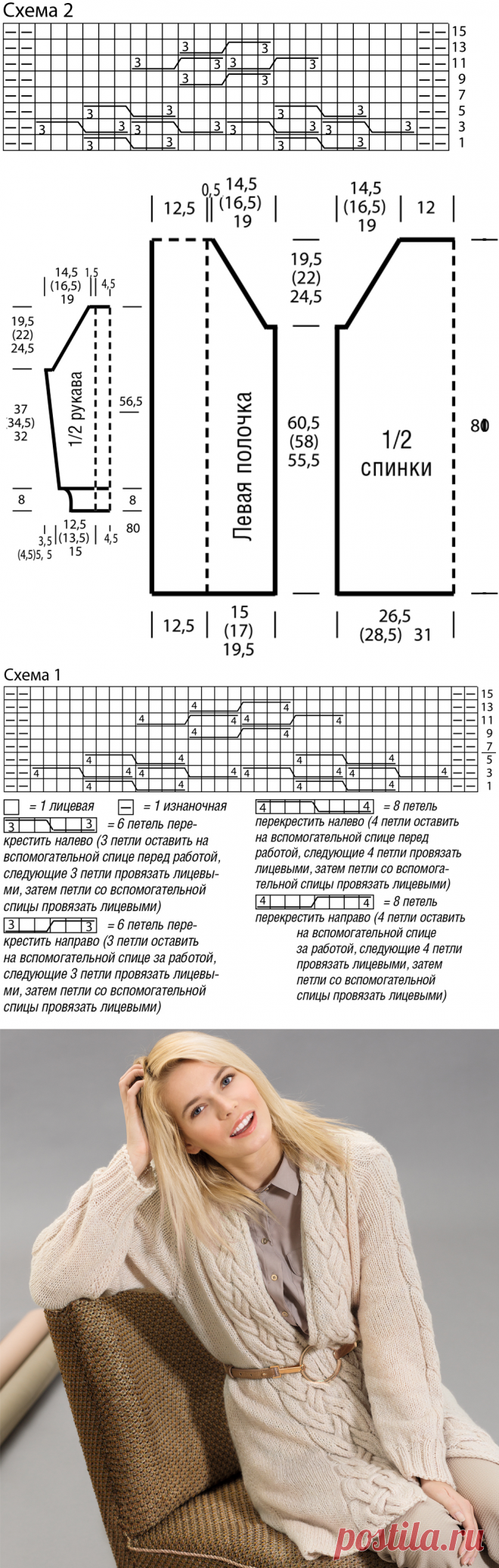 Кардиган с планками из «кос»