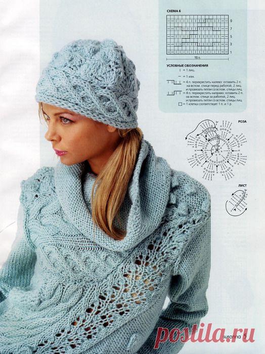 Пуловер и шапочка " В гармонии с природой"..