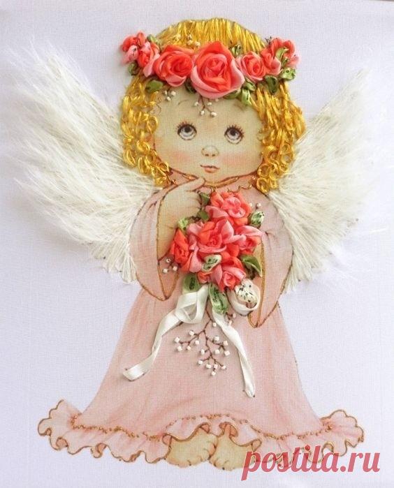 Красивая вышивка с помощью лент🏻