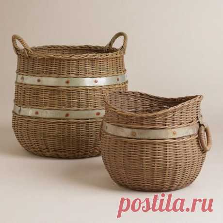 Calley Rattan and Metal Baskets