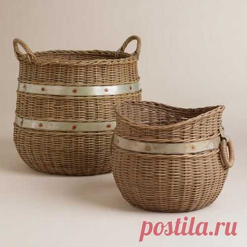 Calley Rattan and Metal Baskets