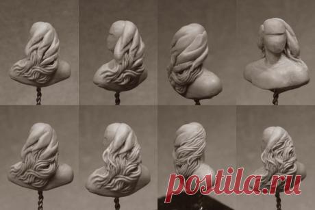 Пошаговый процесс вылепливания волос