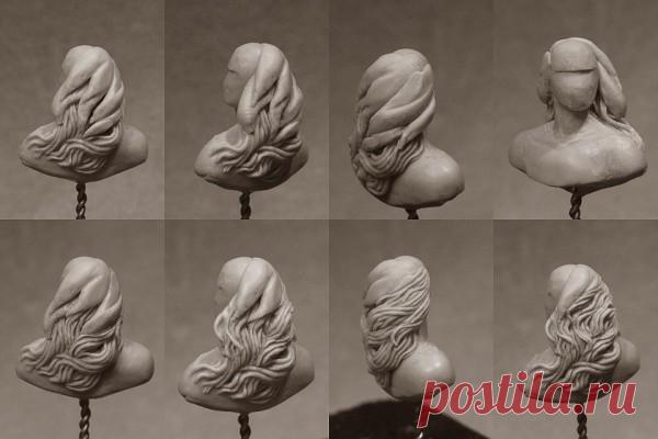 Пошаговый процесс вылепливания волос