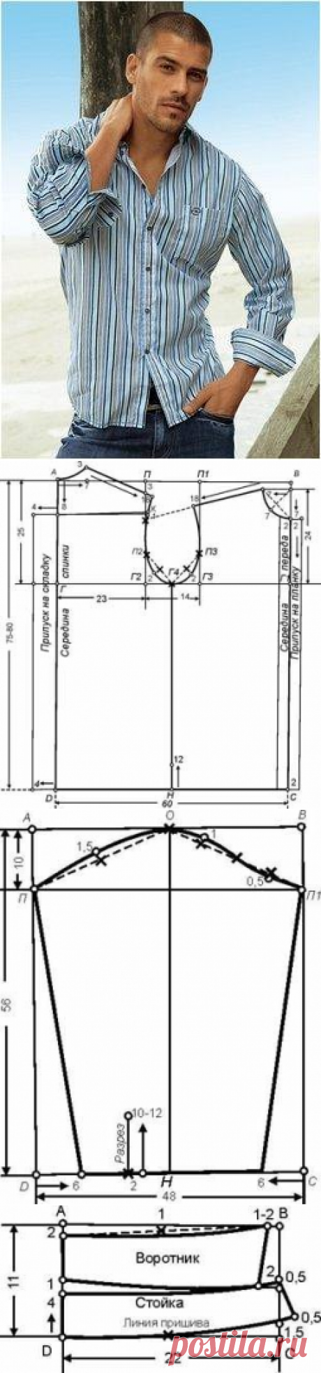 Своими руками (Творчество, Шитье, Выкройки)Шьем мужскую рубашку