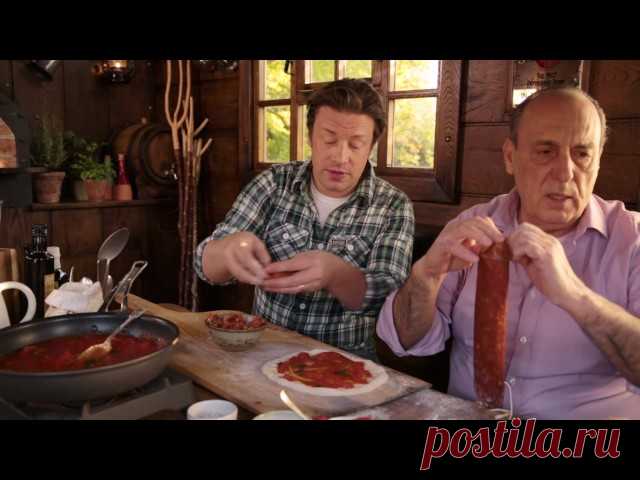 The Porkie Pizza | Jamie & Gennaro Satisfy your pizza craving with this incredible recipe from Jamie’s Italian. A perfectly crisp base topped with a sweet tomato and basil sauce, traditional cheddar from www.westcombedairy.com/ and pepperoni & spicy salami courtesy of British charcuterie h