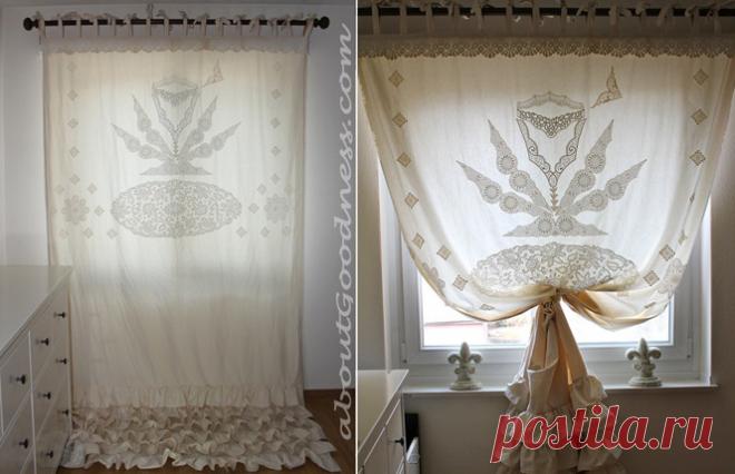 Винтажная кружевная занавеска.Мастер-класс