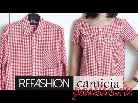 Refashion: da camicia da uomo a camicia da donna | Un punto alla volta