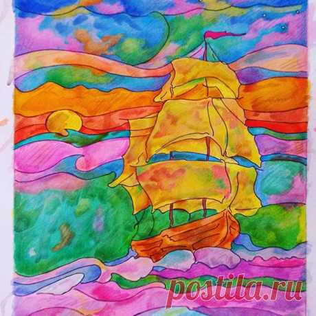 #watercolor #watercolorpainting #watercolour #art #aquarelle #рисуйкаждыйдень #instaart #скетчбук #sketch #illustration #акварель #живопись #painting #creative #artwork #paint #sketching #sketchbook #watercolorsketch #одинденьсхудожником #waterblog #lovecolor #художник #корабль #море #sea #seagull #ship #pencildrawing #pencil