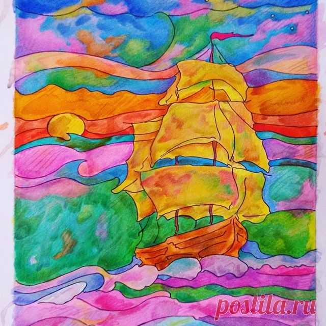 #watercolor #watercolorpainting #watercolour #art #aquarelle #рисуйкаждыйдень #instaart #скетчбук #sketch #illustration #акварель #живопись #painting #creative #artwork #paint #sketching #sketchbook #watercolorsketch #одинденьсхудожником #waterblog #lovecolor #художник #корабль #море #sea #seagull #ship #pencildrawing #pencil