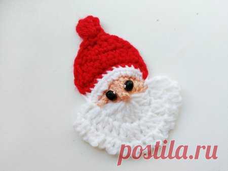 Как связать простую новогоднюю аппликацию Дедушка Мороз крючком » «Хомяк55» - всё о вязании спицами и крючком