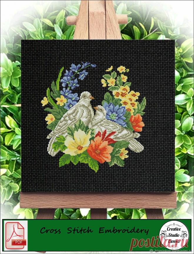 Старинная схема вышивки крестом Голуби 1 – купить на Ярмарке Мастеров – QX48SRU | Схемы для вышивки, Таганрог Старинная схема вышивки крестом Голуби 1 в интернет-магазине на Ярмарке Мастеров. Старинная схема вышивки крестом 