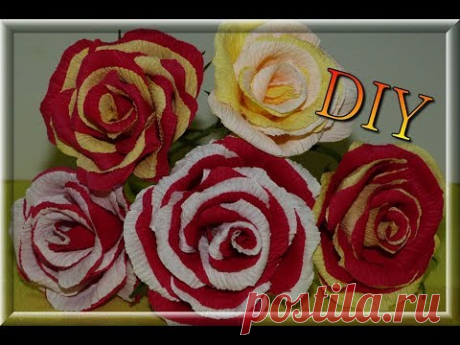 DIY/ДВУХЦВЕТНАЯ РОЗА ИЗ ГОФРИРОВАННОЙ БУМАГИ/ЛЕГКО И ПРОСТО/ROSE MADE OF CREPE PAPER