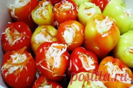 Перец на зиму, фаршированный капустой — рецепт из бабушкиной тетрадки