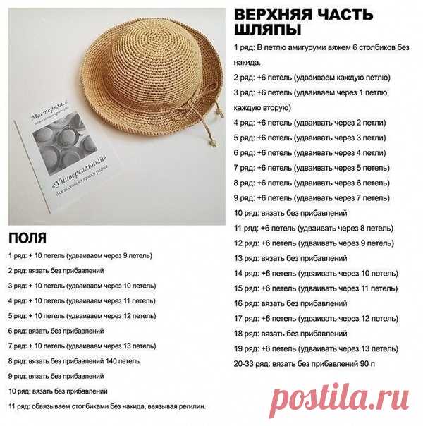 Вяжем шляпку крючком. Описание.