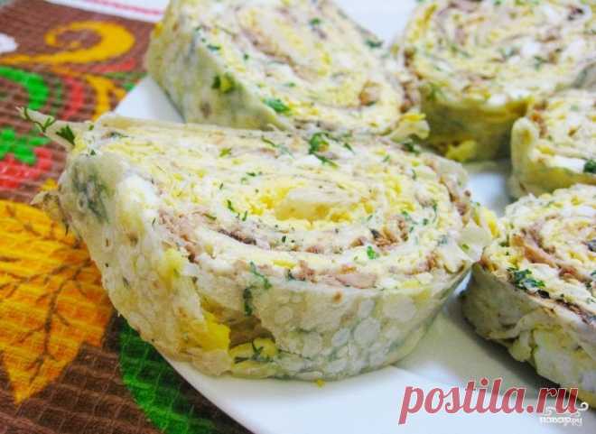 Рулет из лаваша с консервированной рыбой - пошаговый кулинарный рецепт на Повар.ру