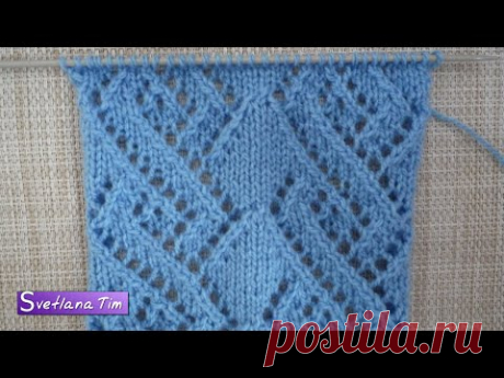 Узор спицами АЖУРНЫЕ РОМБЫ. Вязание на спицах # 382