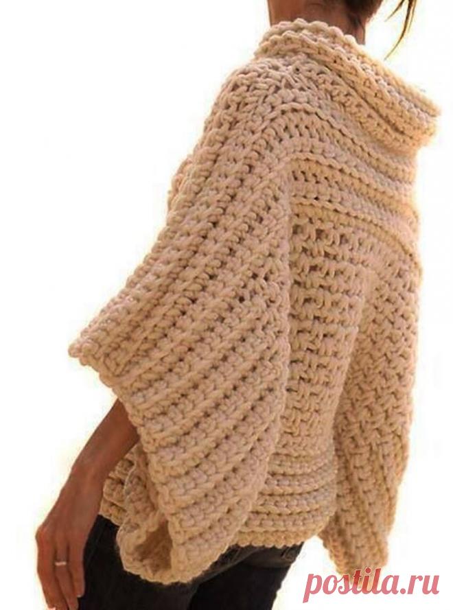 Уютная накидка крупной вязки