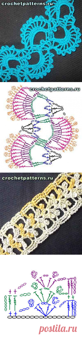 Узоры для вязания крючком. Ленточное кружево