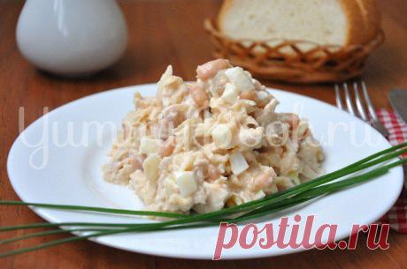 Салат с курицей, фасолью и яблоками - пошаговый рецепт с фото