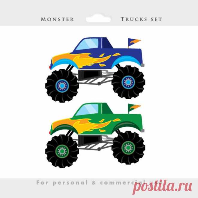 Monster trucks imágenes prediseñadas camiones clip arte | Etsy