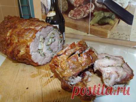 Рулет из свиной шеи в аэрогриле.