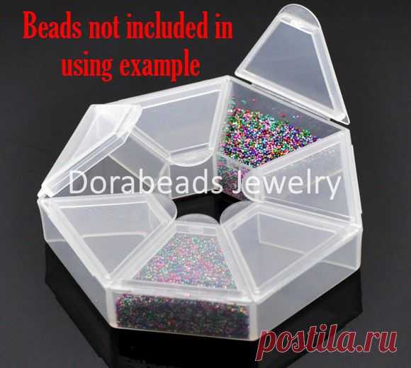 compartment tray Picture - More Detailed Picture about Free Shipping! 2 Beads Storage Containers W/7 Compartments 9x9x2cm (B11991) Picture in Jars & Containers from Dorabeads Jewelry