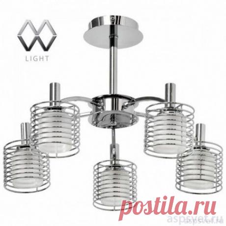 Люстра на штанге из серии Космос, выполнена в современном стиле, цвета хром.