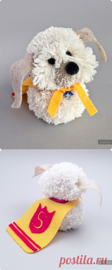 Собачка из помпонов. Мастер-класс / Наши детки / EvA