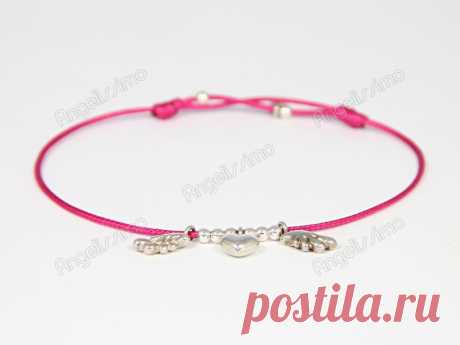 Браслет веревочный &quot;Крылатое сердце&quot; от Amorem