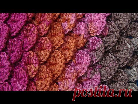 Узор 18 Чешуйки Сrocodil crochet pattern Вязание крючком - YouTube