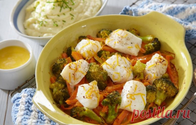 Запеченная треска с брокколи / Рыбные вторые блюда / Кукорама — вкусные рецепты!