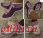 Тапочки спицами от Т. Кожевниковой.