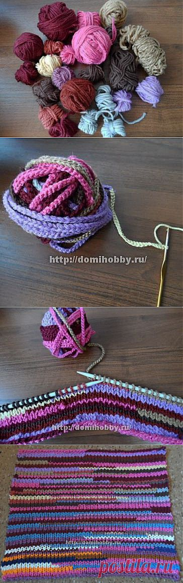 Вязание коврика из остатков пряжи