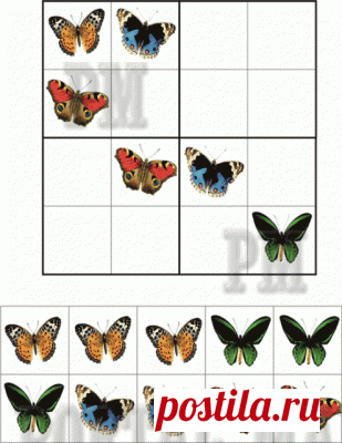 Судоку для малышей "Бабочки" - яркий и необычный судоку "Бабочки", здесь малыш будет играть в компании прелестных бабочек.