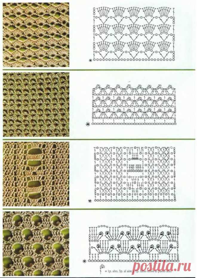 Ажурные узоры крючком