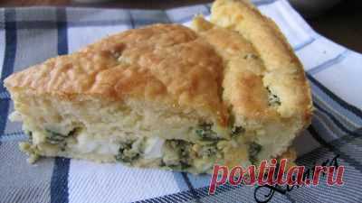 Заливной пирог с яйцом и зелёным луком | Домохозяйки