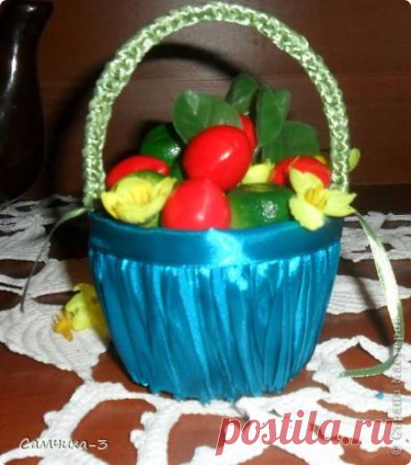 Корзинка из атласных лент+ небольшой мк.