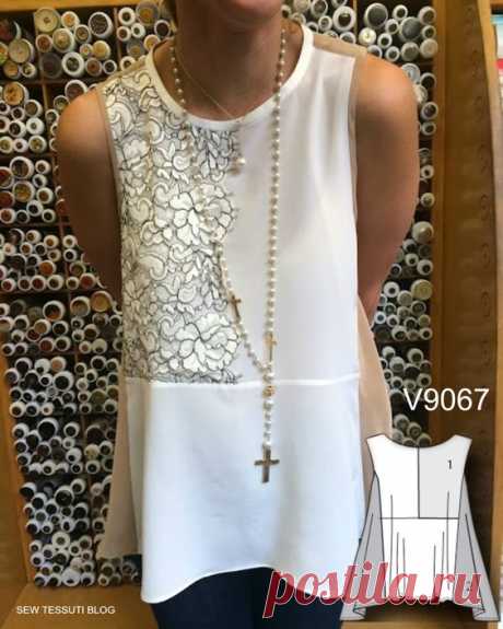 (1) Sew the Look: Vogue Patterns V9067 top sewing pattern as seen on the Tessuti Fabrics blog. | Costurando?