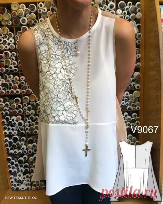 (1) Sew the Look: Vogue Patterns V9067 top sewing pattern as seen on the Tessuti Fabrics blog. | Costurando?