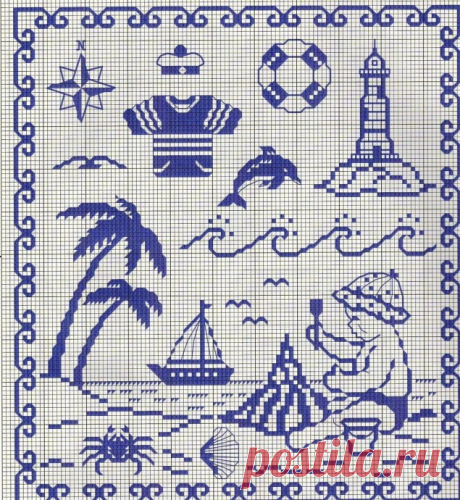 Схемы для филейного вязания: морская тема