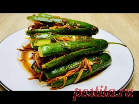 Огуречный кимчи. Очень вкусное острое корейское лакомство для АСМР.