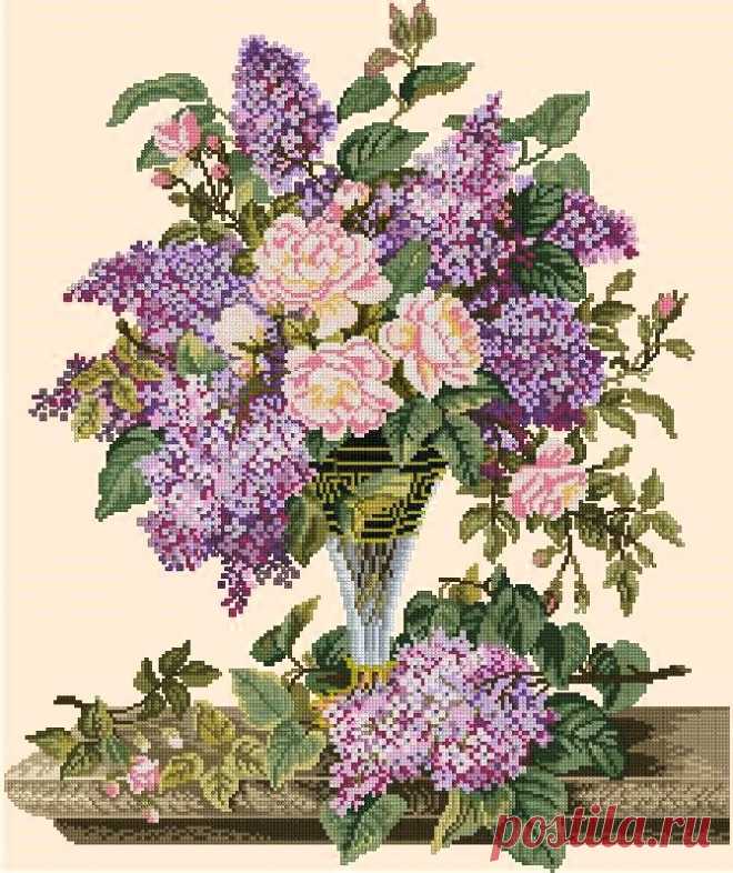 Схема для винтажной вышивки Бархатная сирень купить в интернет-магазине Ярмарка Мастеров по цене 346 ₽ – W04RKRU | Схемы для вышивки, Рошаль - доставка по России