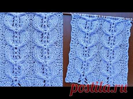 Узор спицами "Оригинальная коса с ажурным элементом" + схема. Knit pattern "An original braid ".