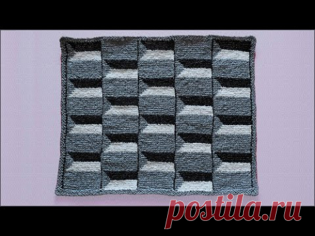 Коврик с 3D эффектом крючком. Тунисское вязание. Часть 2. Crochet 3D rug. Part 2.