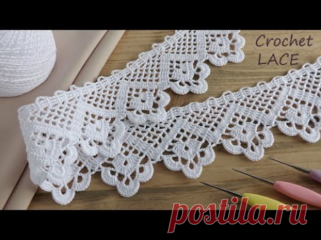 КАЙМА ленточное КРУЖЕВО вязание крючком МК 💎 Beautiful and very easy to crochet LACE