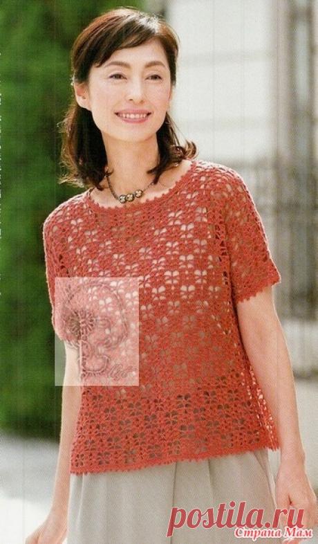 Ажурный джемпер с рукавами 3/4. - Все в ажуре... (вязание крючком) - Страна Мам
