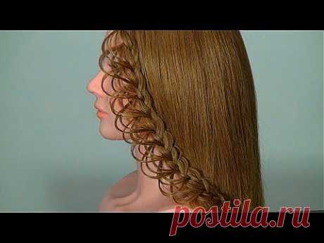 Плетение ажурной косички на длинные волосы. Braided hairstyle - YouTube