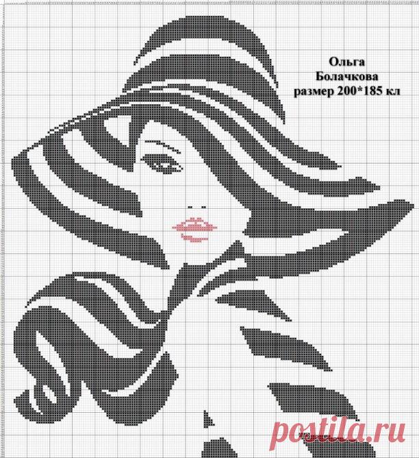 Дамы в шляпках, с наушниками и просто дамские головки

Эти схемы можно использовать для вышивки крестом или для жаккарда.
Сначала дамы в шляпках: